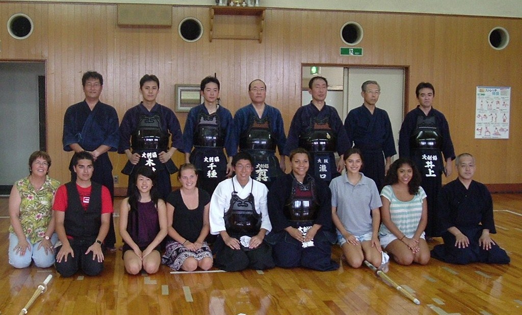 Group of exchange students in Japanese dojo
