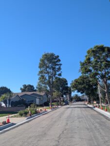 Completed gutters on street