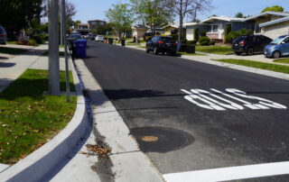 Recently reconstructed and striped street