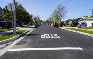 Recently reconstructed and striped street