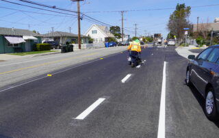 Recently reconstructed and striped street