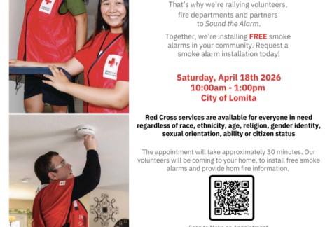 Lomita Sound the Alarm event on April 18 from 10 a.m.-1 p.m. Make an appointment by calling (310) 455-9914